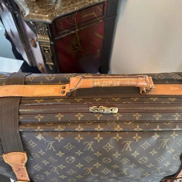 Louis Vuitton Brown Monogram Travel Bag with Leather Trim